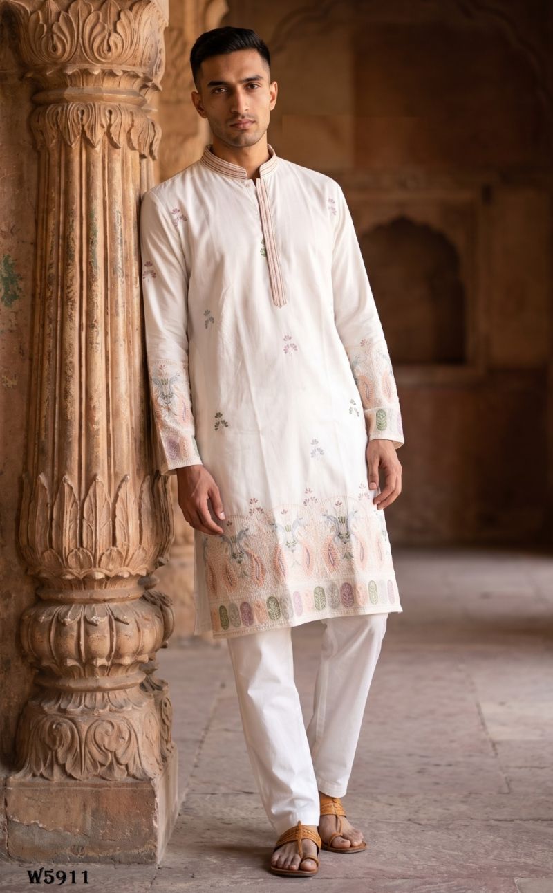 Outluk Wedding 59 Silk Embroidery Designer Kurta With Bottom Collection — Men's Wear, Outluk wholesale from Surat — Photo 5