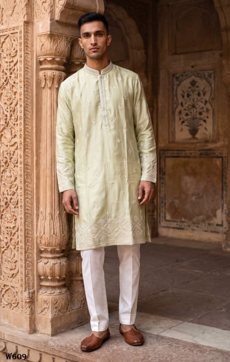 Outluk Wedding 60 Man Wear Silk Embroidery Designer Kurta With Bottom Collection