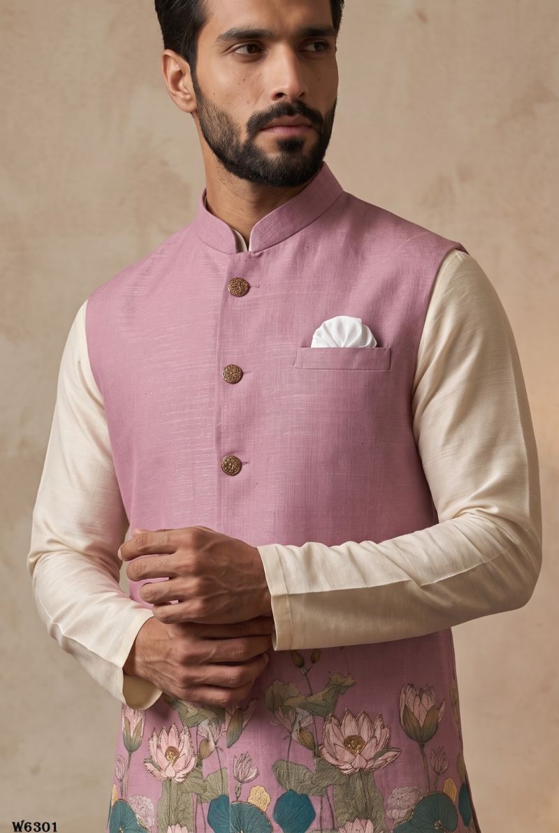 Outluk Wedding 63 Linen Digital Print Hand Work Designer Modi Jacket Catalog — Men's Wear, Outluk wholesale from Surat — Photo 6