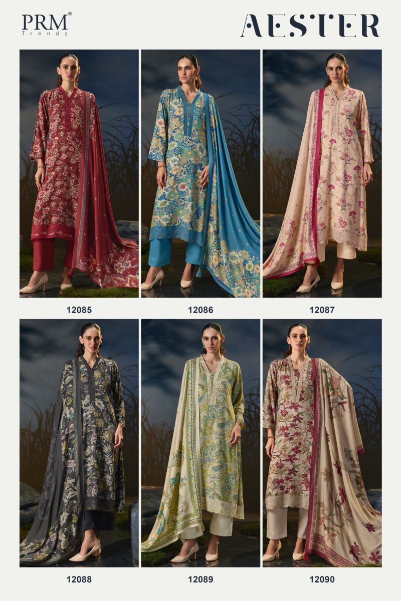 Prm Aester Viscose Pashmina Digital Print With Fancy Work Salwar Kameez Catalog — Wholesale Salwar Suits, Prm Trendz wholesale from Surat — Photo 7