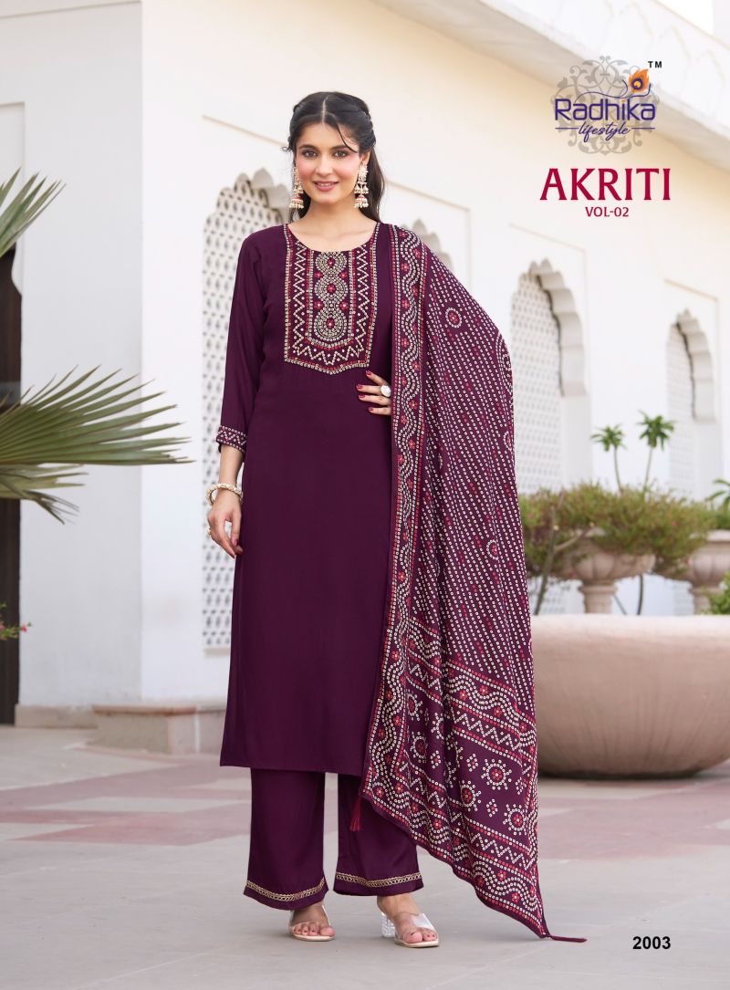 Radhika Akriti Vol 2 Gaji Silk Hand Work Kurti With Bottom Dupatta Collection — Wholesale Kurtis, Radhika wholesale from Surat — Photo 2