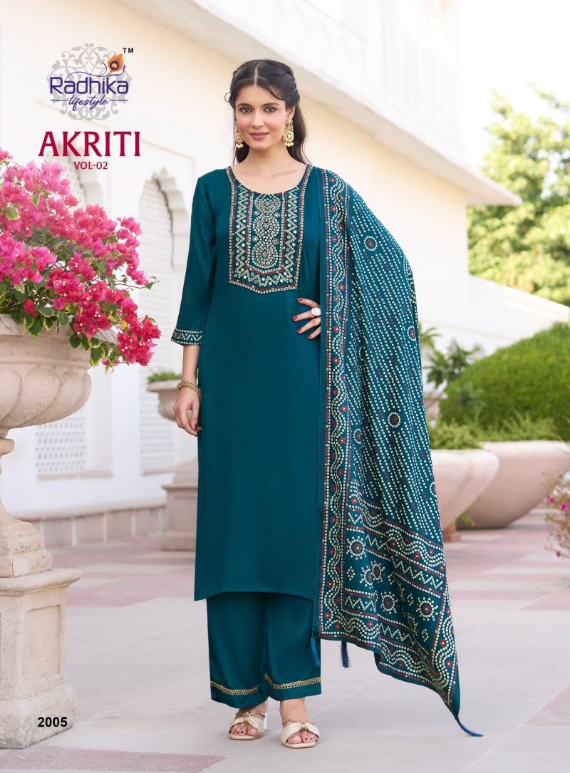 Radhika Akriti Vol 2 Gaji Silk Hand Work Kurti With Bottom Dupatta Collection — Wholesale Kurtis, Radhika wholesale from Surat — Photo 3