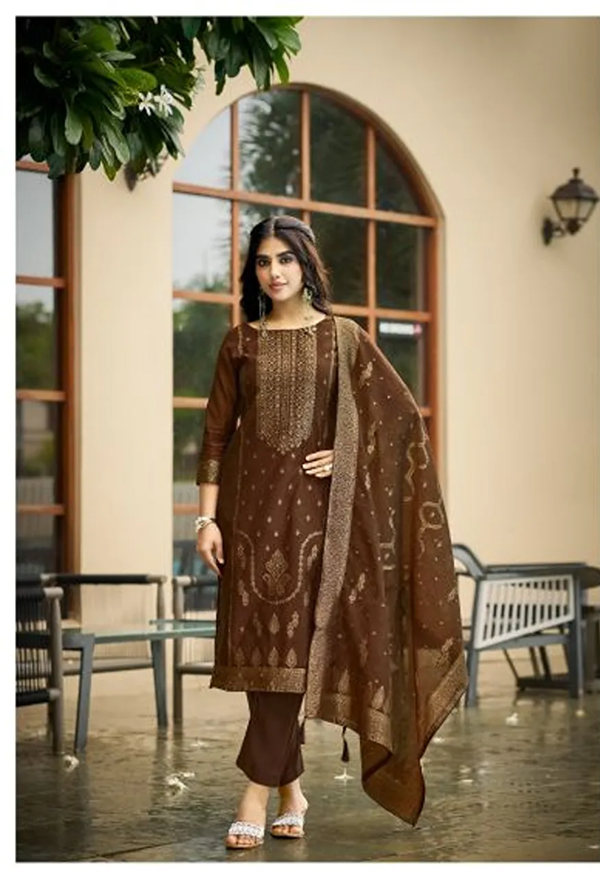 Radhika Azara Banarashi Adha Vol 15 Cotton Jacquard Work Salwar Kameez Collection — Wholesale Salwar Suits, Radhika wholesale from Surat — Photo 2