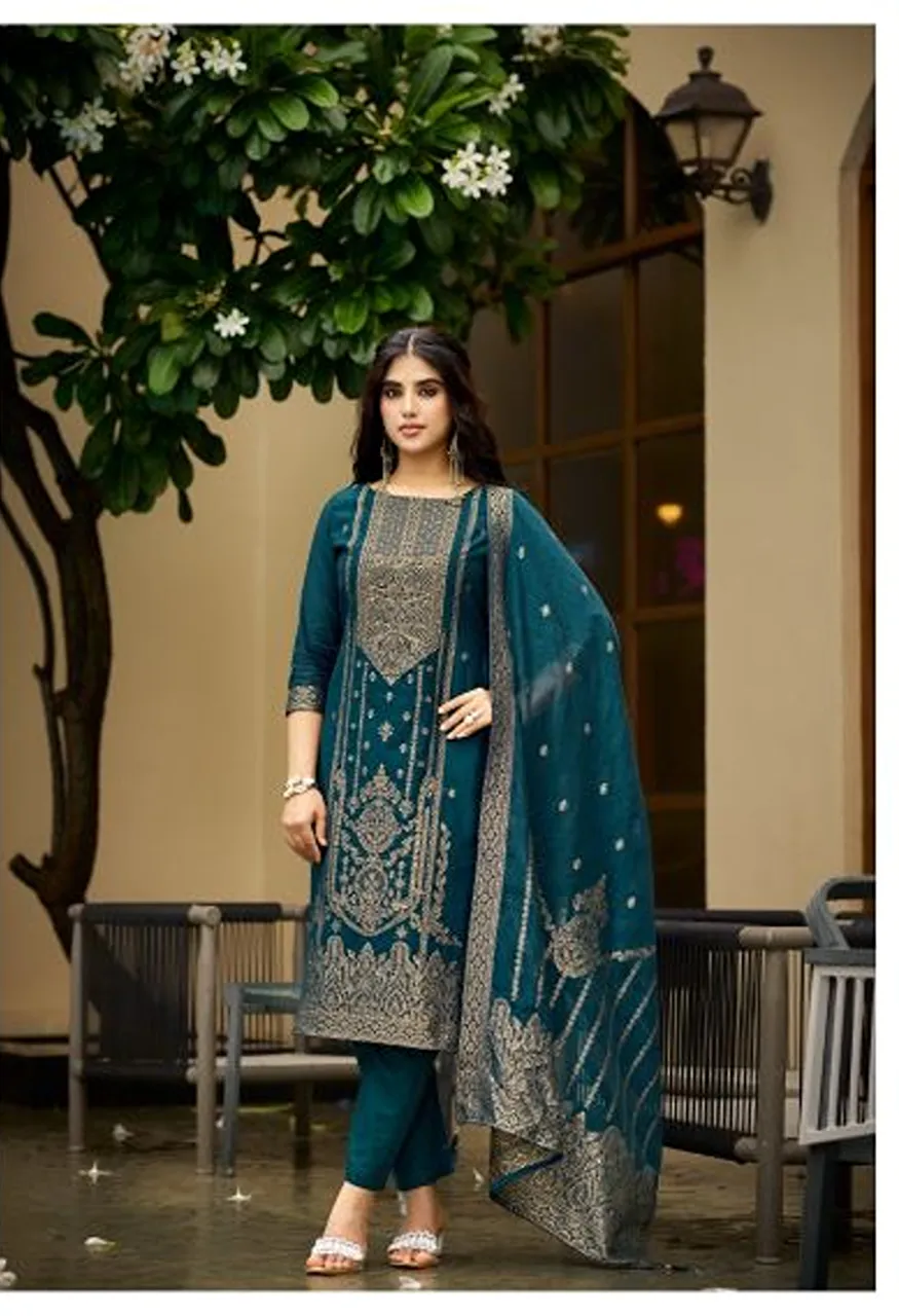 Radhika Azara Banarashi Adha Vol 15 Cotton Jacquard Work Salwar Kameez Collection — Wholesale Salwar Suits, Radhika wholesale from Surat — Photo 5
