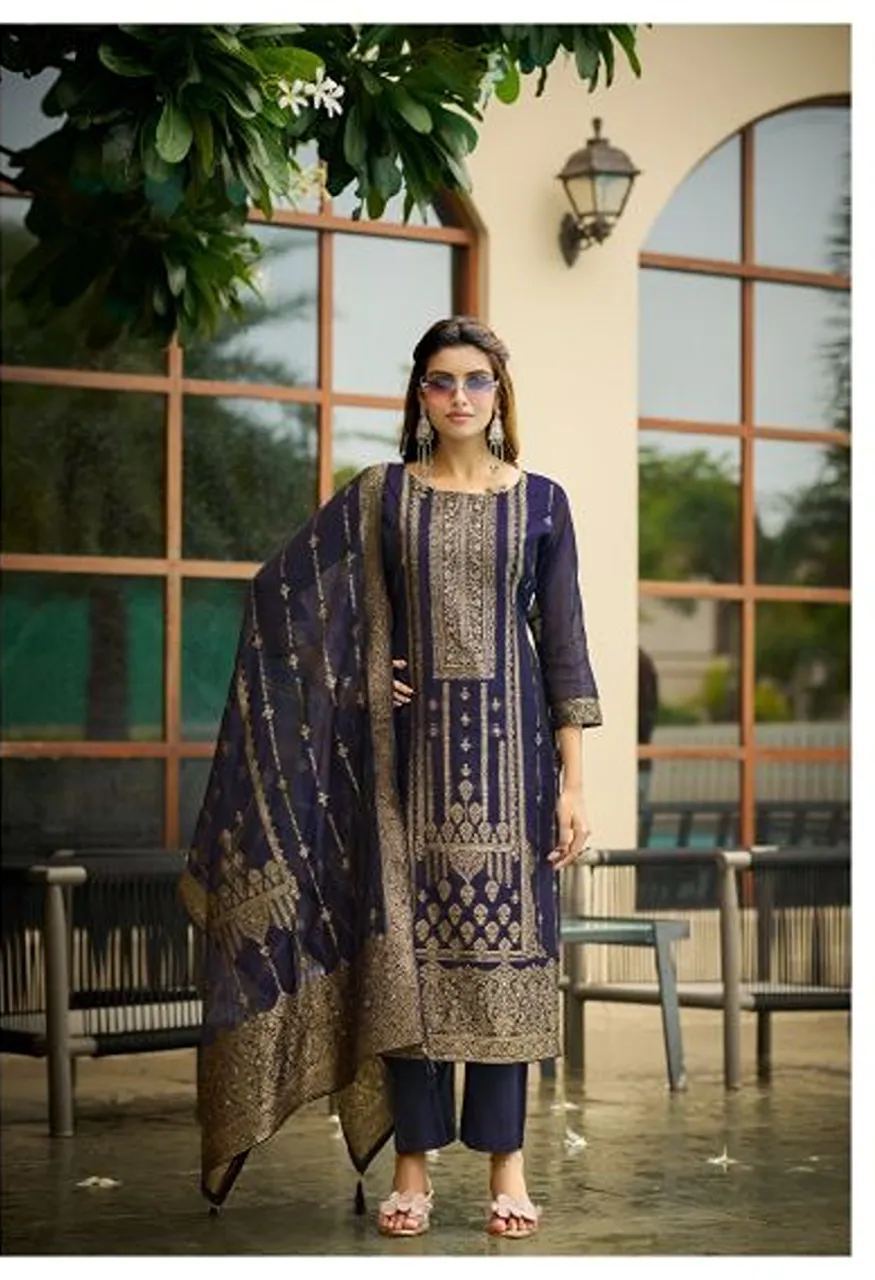 Radhika Azara Banarashi Adha Vol 15 Cotton Jacquard Work Salwar Kameez Collection — Wholesale Salwar Suits, Radhika wholesale from Surat — Photo 4