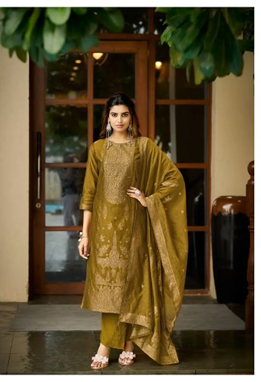 Radhika Azara Banarashi Adha Vol 15 Cotton Jacquard Work Salwar Kameez Collection — Wholesale Salwar Suits, Radhika wholesale from Surat — Photo 3