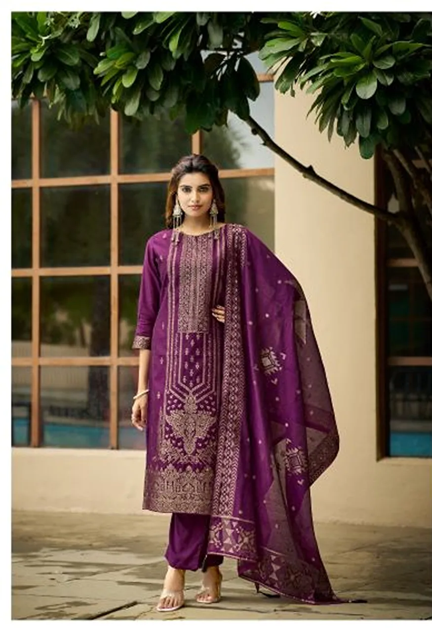 Radhika Azara Banarashi Adha Vol 15 Cotton Jacquard Work Salwar Kameez Collection