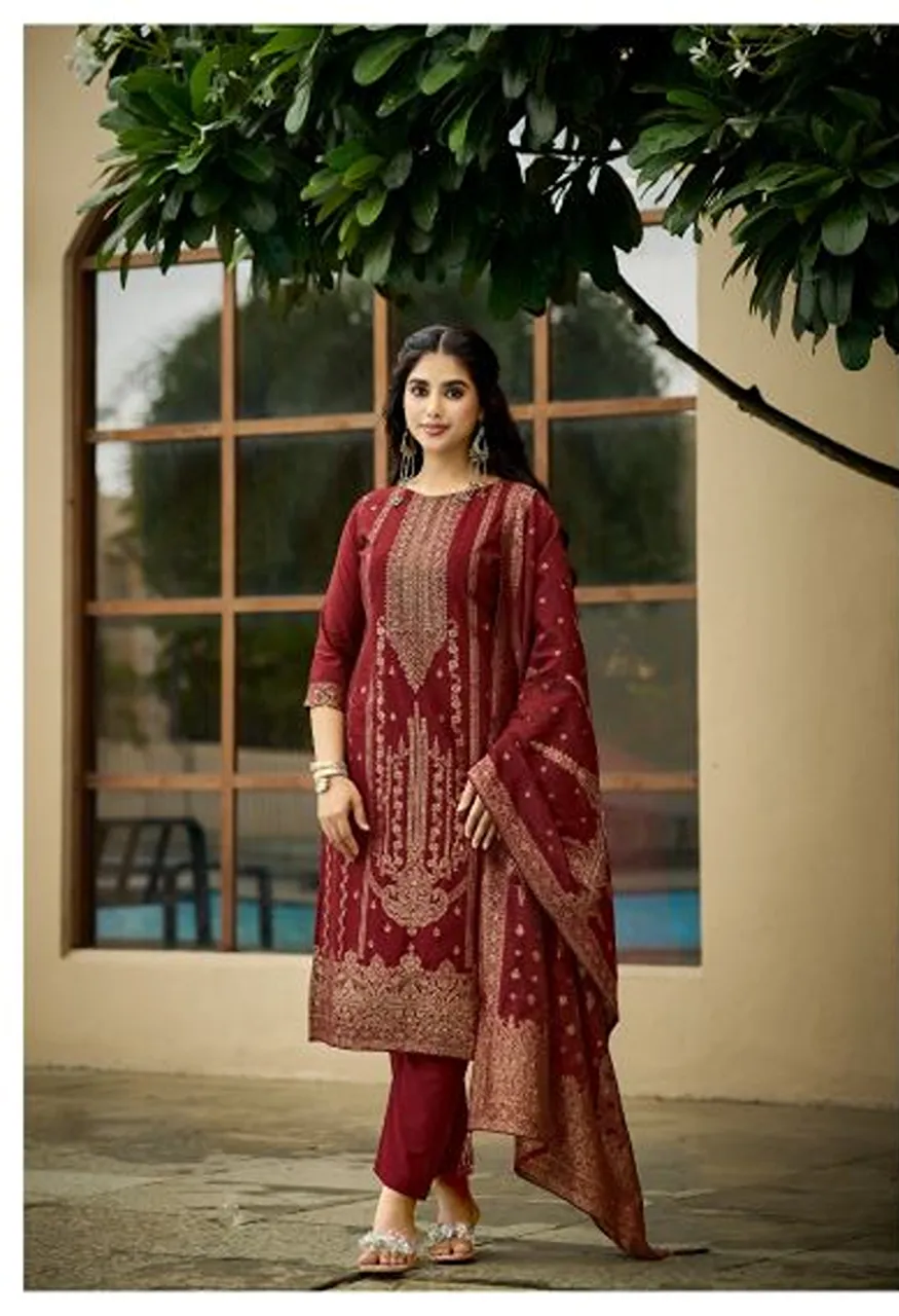 Radhika Azara Banarashi Adha Vol 15 Cotton Jacquard Work Salwar Kameez Collection — Wholesale Salwar Suits, Radhika wholesale from Surat — Photo 6