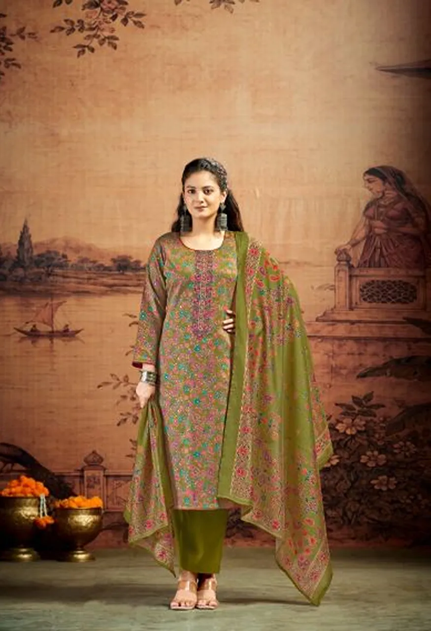 Radhika Azara Kalki Advance Vol 5 Jam Satin Embroidered Salwar Kameez Catalog — Wholesale Salwar Suits, Radhika wholesale from Surat — Photo 3