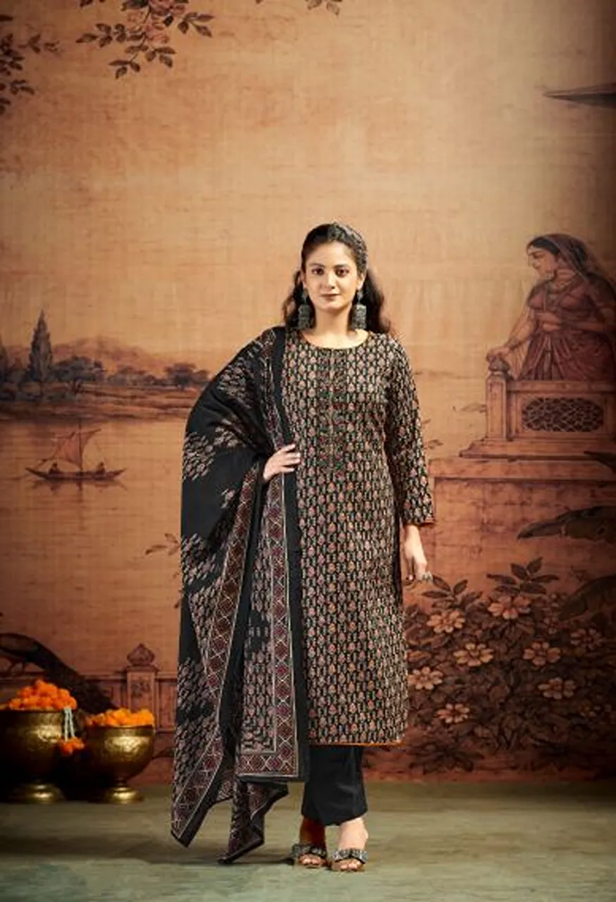 Radhika Azara Kalki Advance Vol 5 Jam Satin Embroidered Salwar Kameez Catalog — Wholesale Salwar Suits, Radhika wholesale from Surat — Photo 4