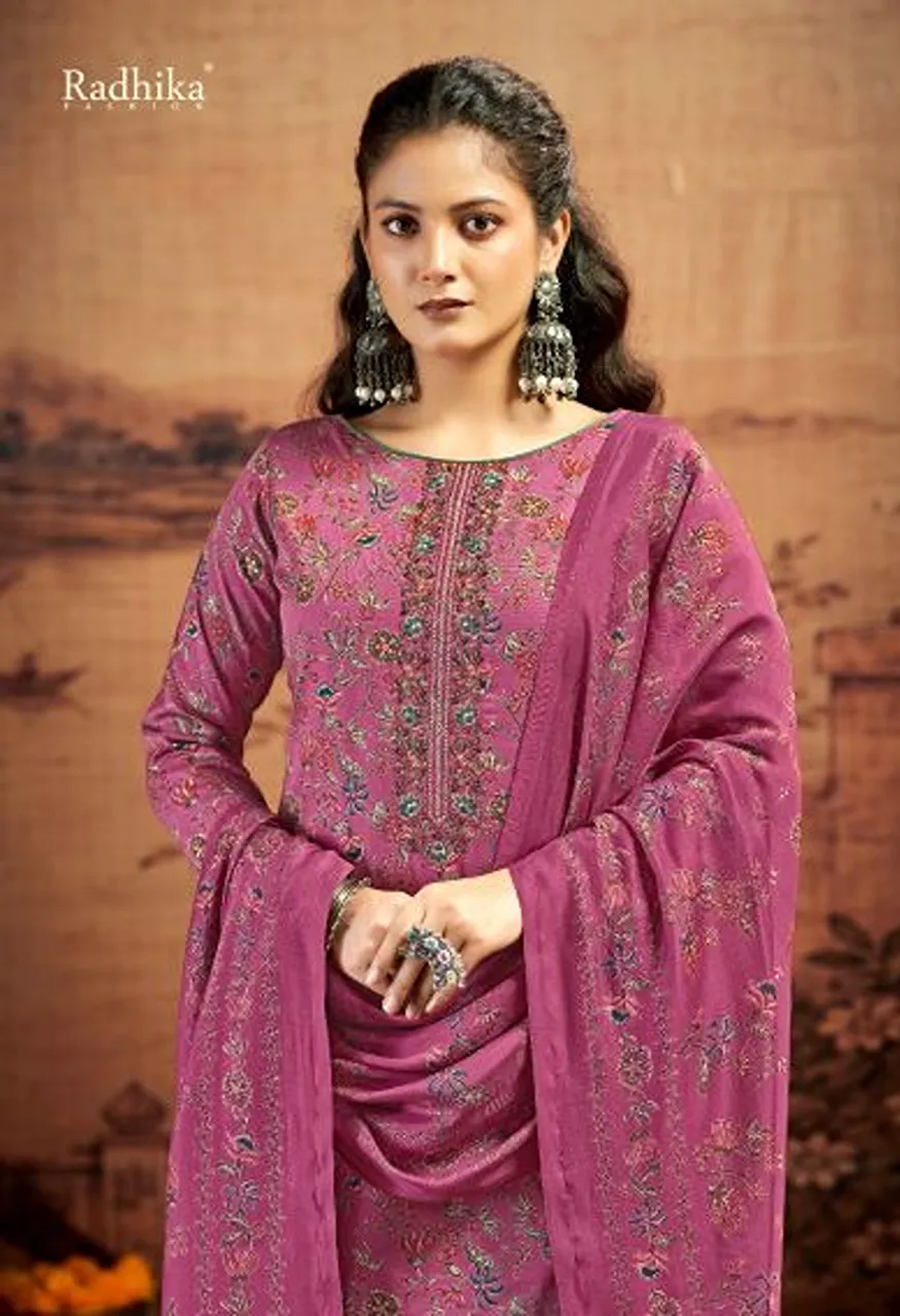 Radhika Azara Kalki Advance Vol 5 Jam Satin Embroidered Salwar Kameez Catalog