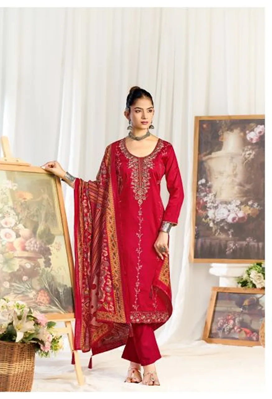 Radhika Azara Zeenat Vol 1 Zam Cotton Embroidered Dress Material Catalog — Wholesale Salwar Suits, Radhika wholesale from Surat — view 3