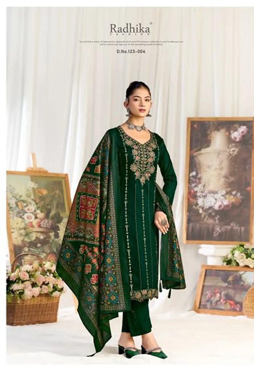 Radhika Azara Zeenat Vol 1 Zam Cotton Embroidered Dress Material Catalog — Wholesale Salwar Suits, Radhika wholesale from Surat — view 6