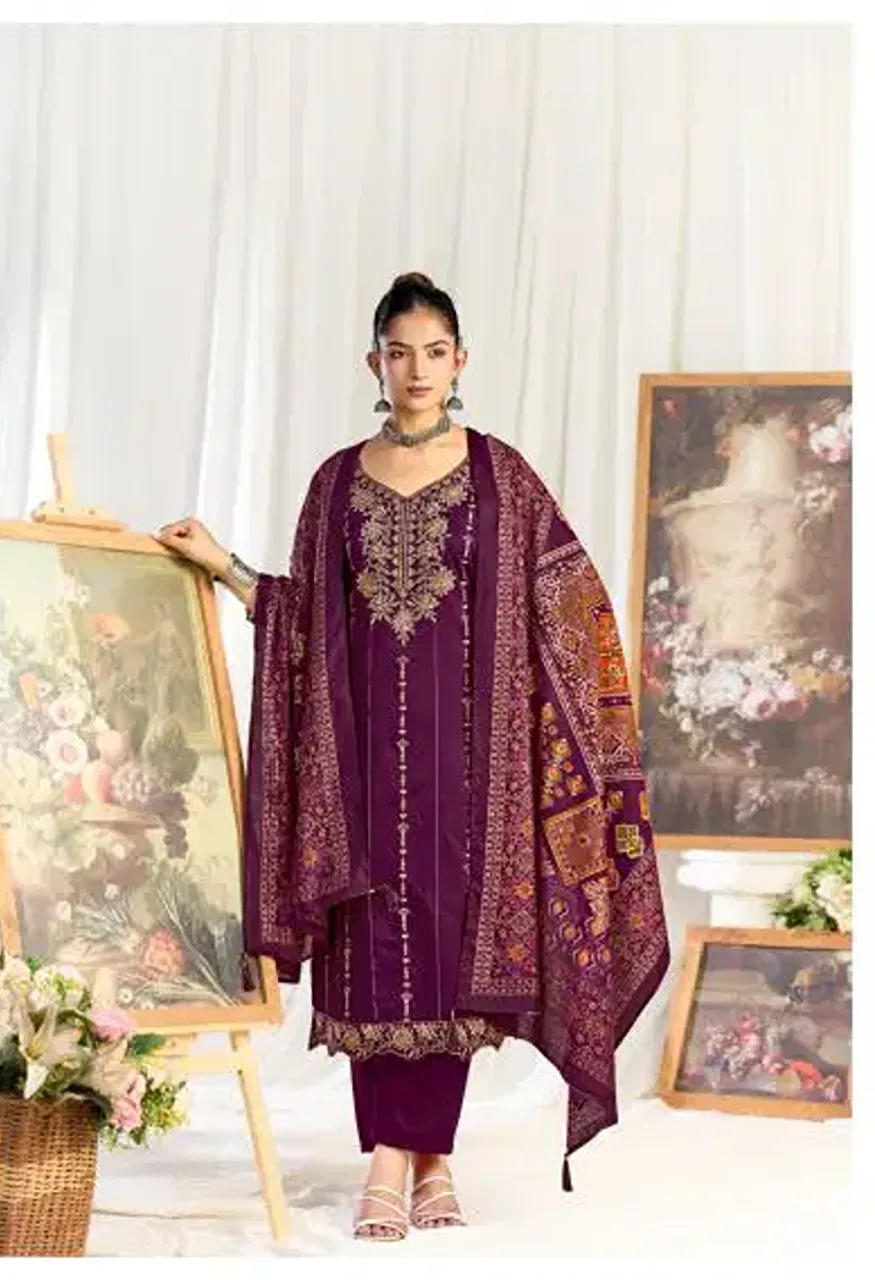 Radhika Azara Zeenat Vol 1 Zam Cotton Embroidered Dress Material Catalog — Wholesale Salwar Suits, Radhika wholesale from Surat — view 5