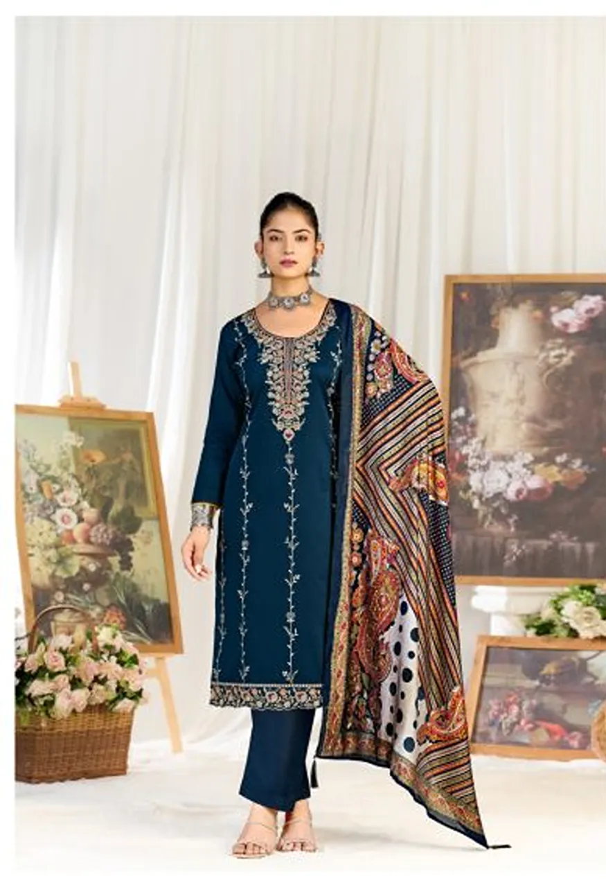 Radhika Azara Zeenat Vol 1 Zam Cotton Embroidered Dress Material Catalog