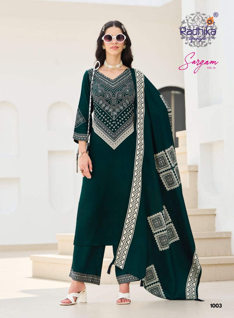 Radhika Sargam Vol 1 Gaji Silk Hand Work Kurti With Bottom Dupatta Catalog — Wholesale Kurtis, Radhika Lifestyle wholesale from Surat — Photo 3