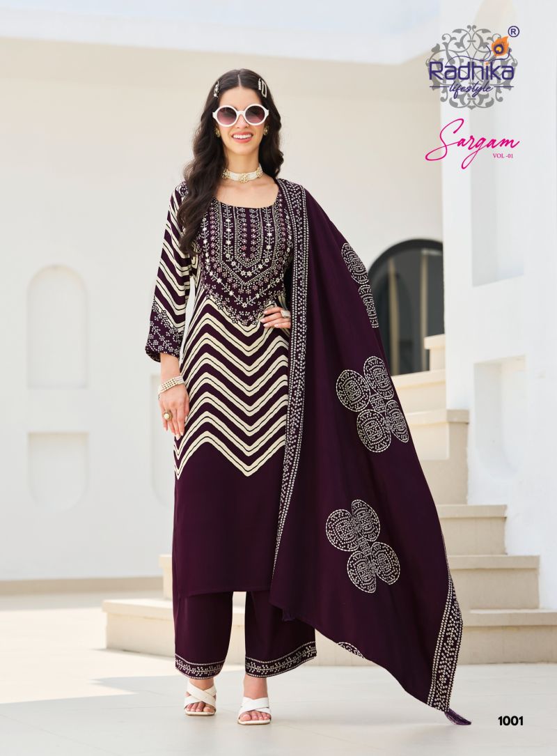 Radhika Sargam Vol 1 Gaji Silk Hand Work Kurti With Bottom Dupatta Catalog — Wholesale Kurtis, Radhika Lifestyle wholesale from Surat — Photo 2