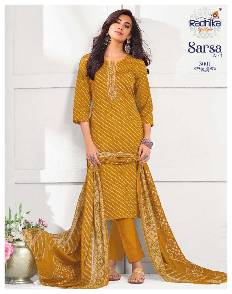 Radhika Sarsa Vol 3 Jam Satin Discharge Foil Print Kurti With Bottom Dupatta Catalog — Wholesale Kurtis, Radhika Lifestyle wholesale from Surat — Photo 7