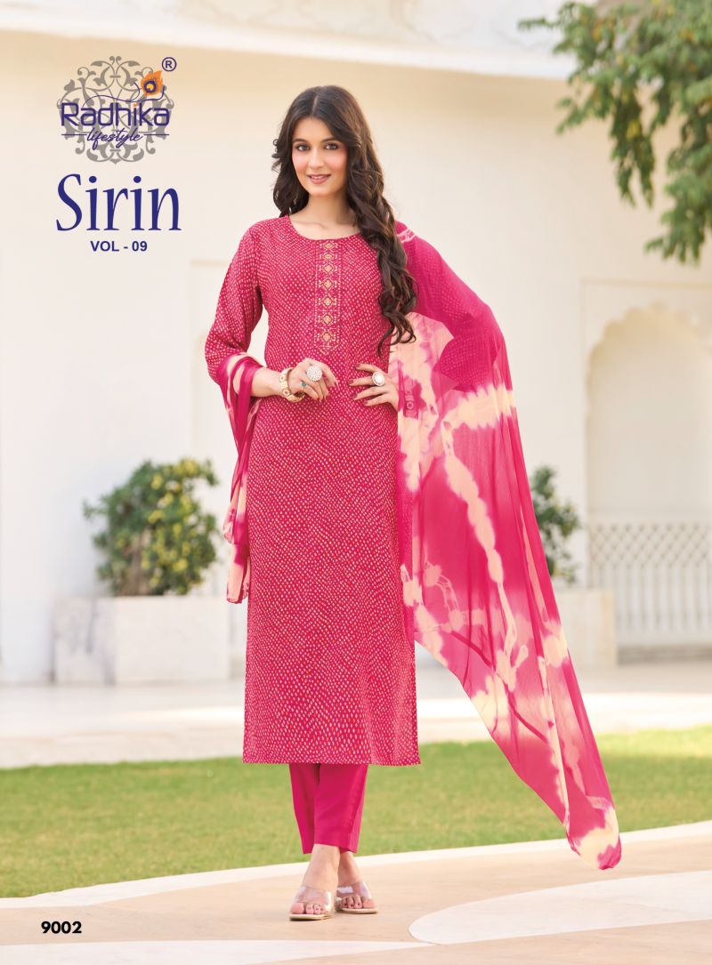 Radhika Sirin Vol 9 Vertican Foil Print Embroidered Kurti With Bottom Dupatta Catalog — Wholesale Kurtis, Radhika Lifestyle wholesale from Surat — Photo 6