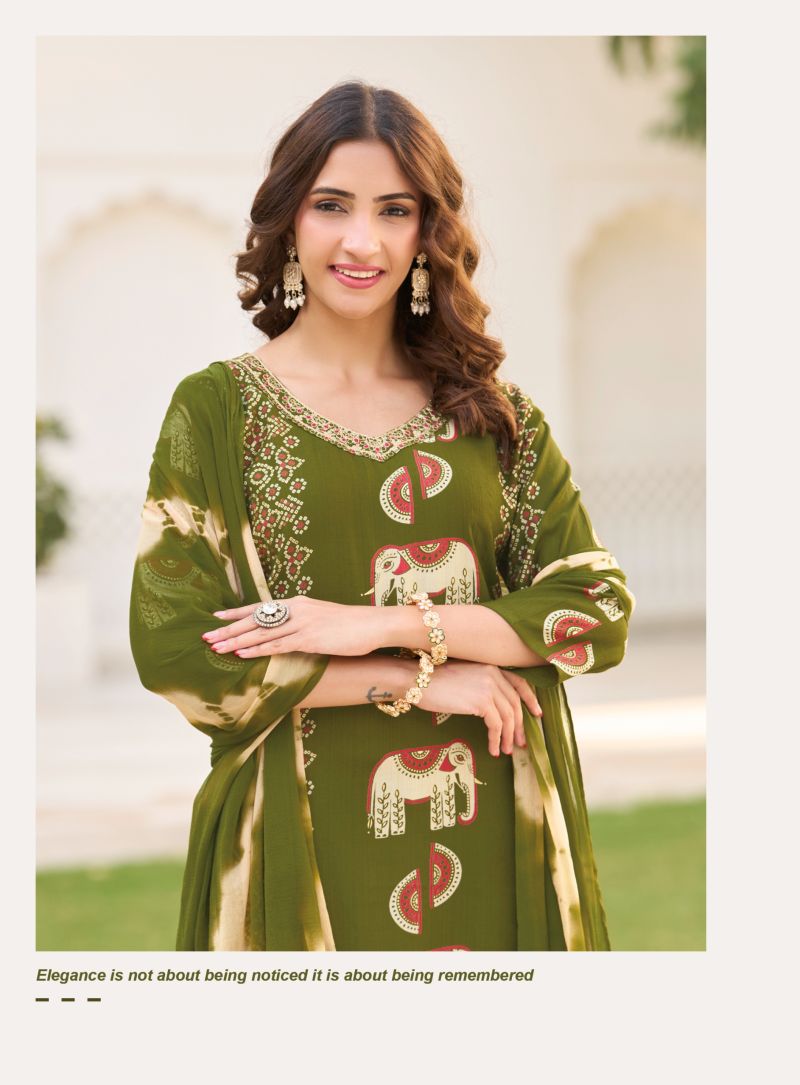 Radhika Sirin Vol 9 Vertican Foil Print Embroidered Kurti With Bottom Dupatta Catalog