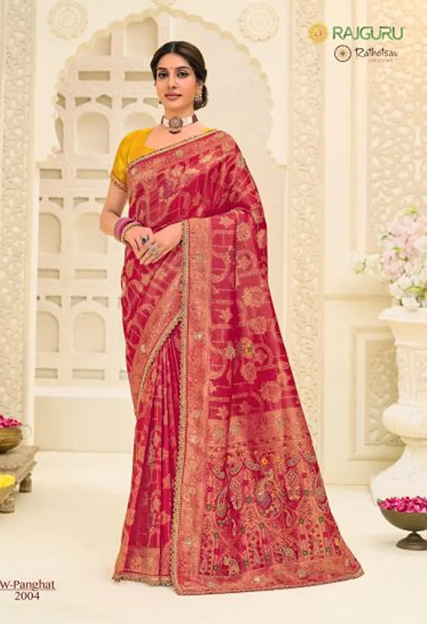 Rajguru Panghat Wholesale Jamdani Silk Zari Work Designer Saree Catalog — Silk Sarees, Rajguru wholesale from Surat — Photo 3