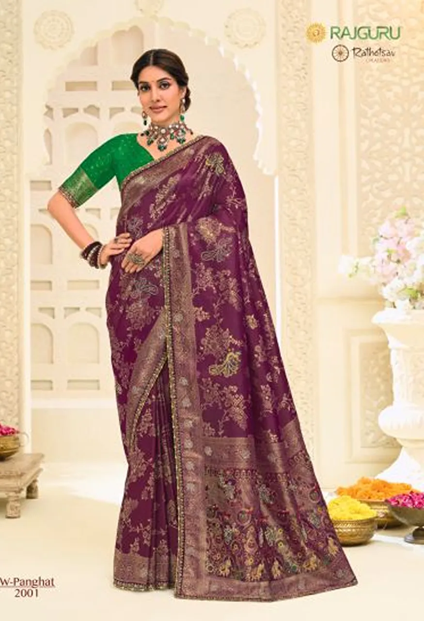 Rajguru Panghat Wholesale Jamdani Silk Zari Work Designer Saree Catalog