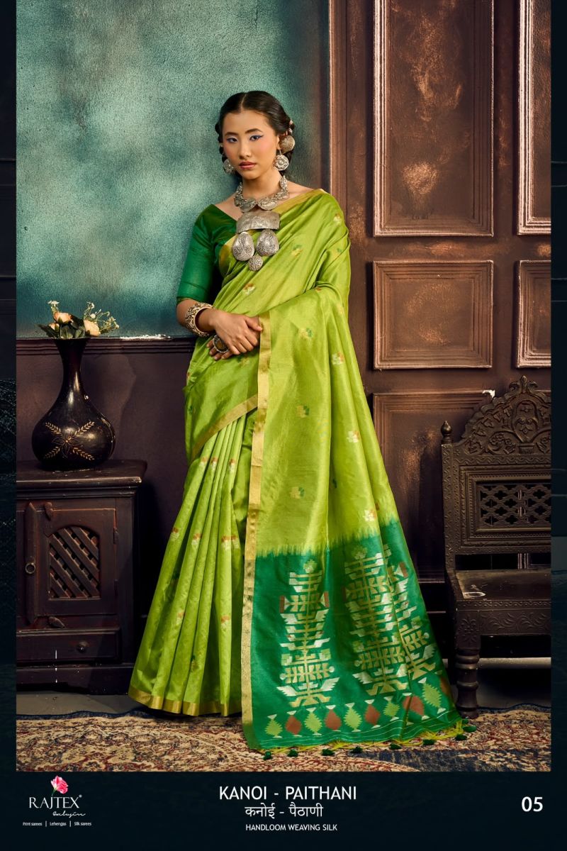 Rajtex Kanoi Paithani Tusser Silk Handloom Weaving Saree Catalog — Festival Sarees, rajtex wholesale from Surat — view 2
