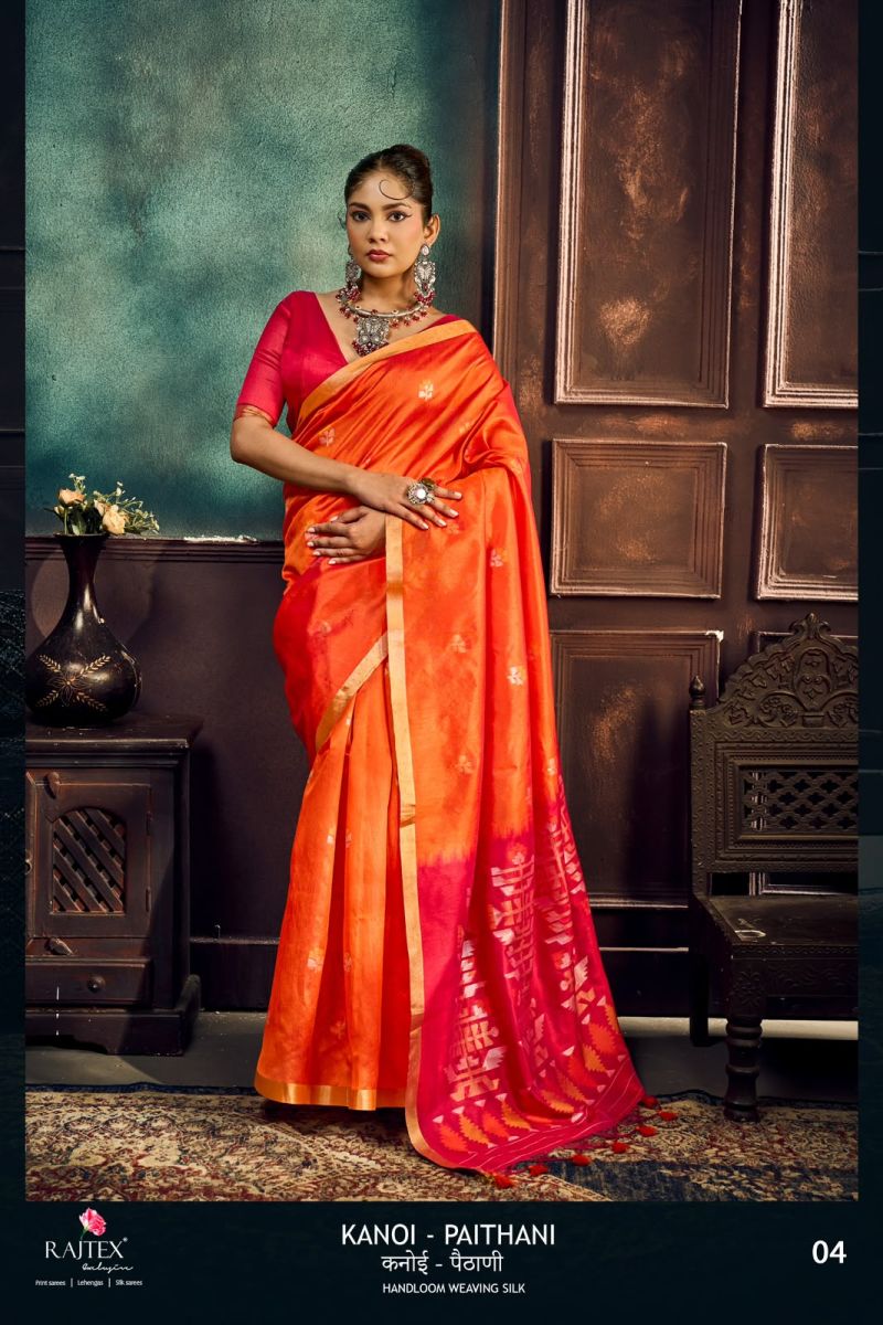 Rajtex Kanoi Paithani Tusser Silk Handloom Weaving Saree Catalog — Festival Sarees, rajtex wholesale from Surat — view 7