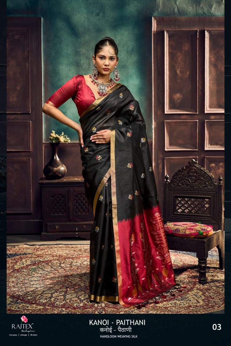 Rajtex Kanoi Paithani Tusser Silk Handloom Weaving Saree Catalog — Festival Sarees, rajtex wholesale from Surat — view 6