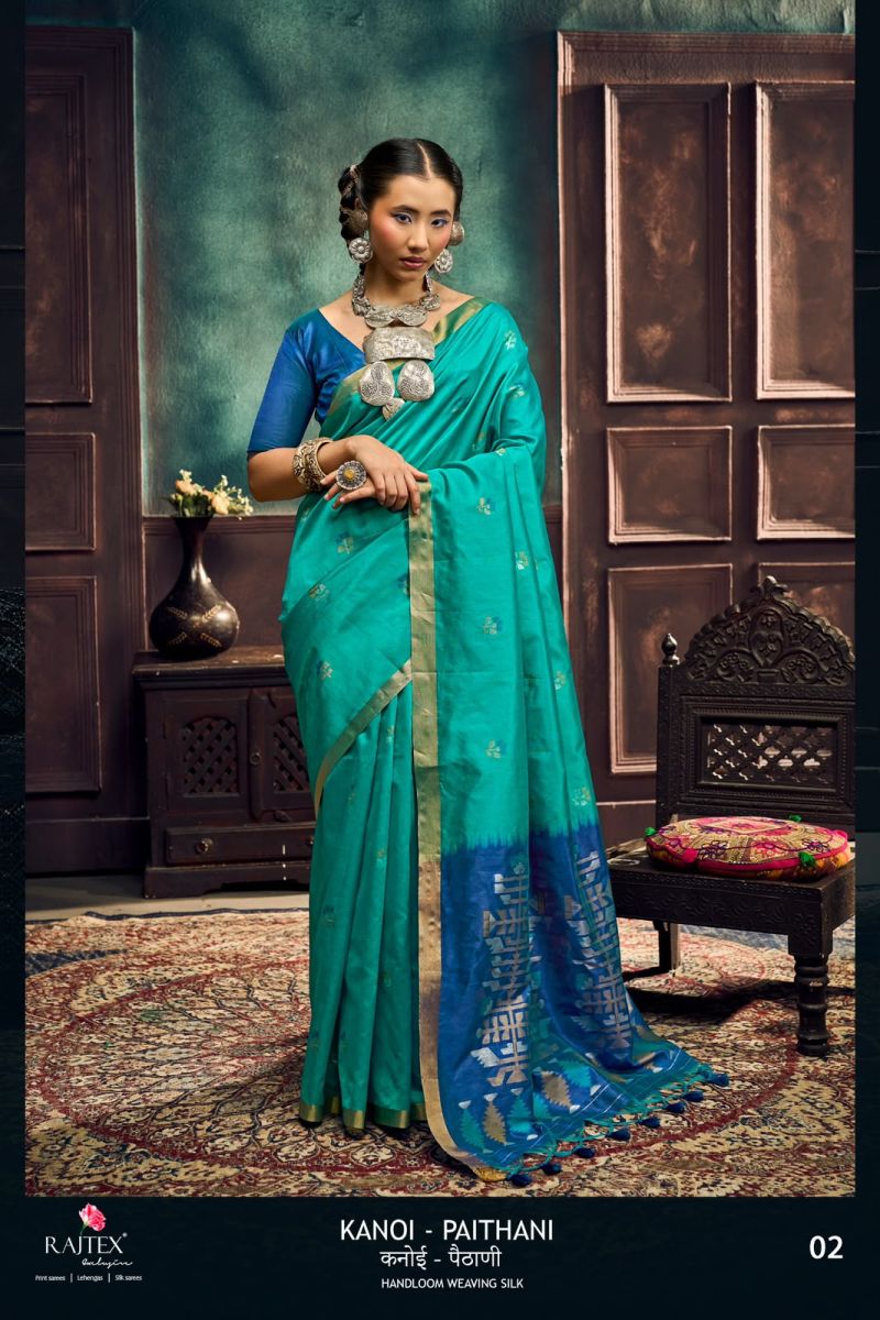 Rajtex Kanoi Paithani Tusser Silk Handloom Weaving Saree Catalog — Festival Sarees, rajtex wholesale from Surat — view 5