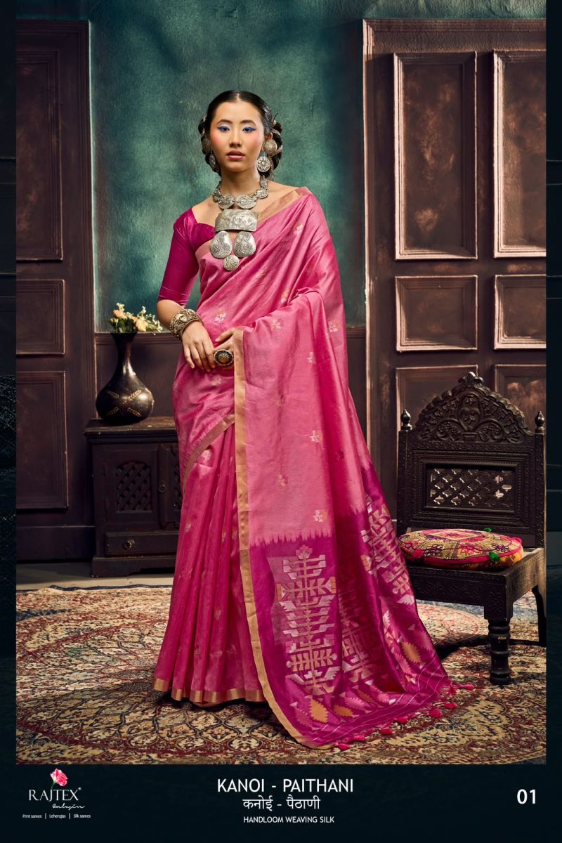 Rajtex Kanoi Paithani Tusser Silk Handloom Weaving Saree Catalog — Festival Sarees, rajtex wholesale from Surat — view 4