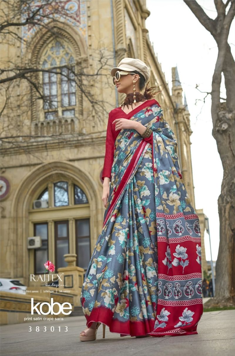 Rajtex Kobe Nx Wholesale Satin Crepe Modern Printed Saree Collection — Latest Saree, rajtex wholesale from Surat — Photo 3