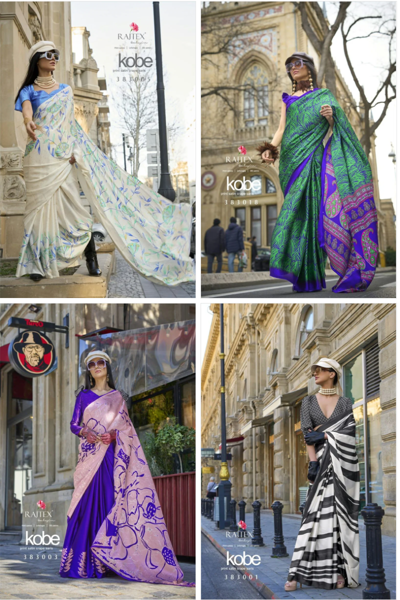 Rajtex Kobe Nx Wholesale Satin Crepe Modern Printed Saree Collection — Latest Saree, rajtex wholesale from Surat — Photo 10