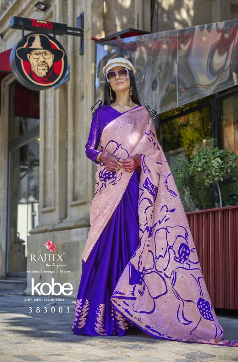 Rajtex Kobe Nx Wholesale Satin Crepe Modern Printed Saree Collection