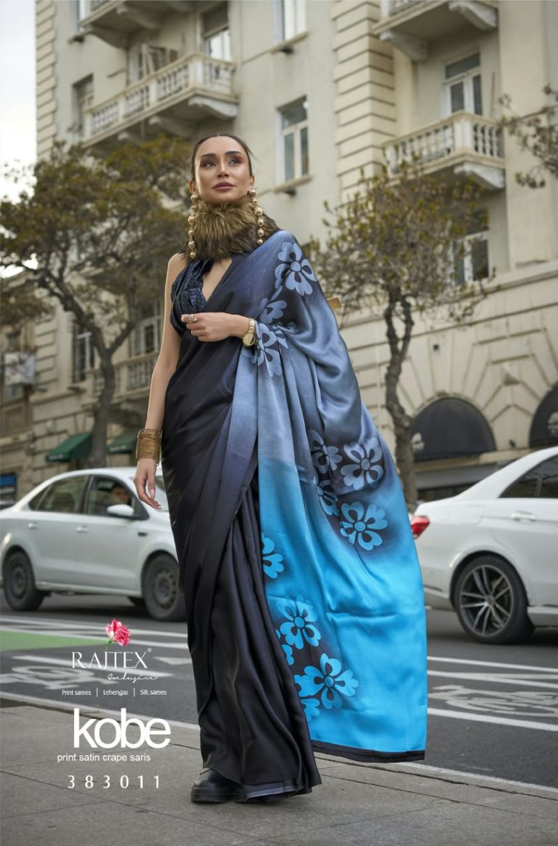 Rajtex Kobe Nx Wholesale Satin Crepe Modern Printed Saree Collection — Latest Saree, rajtex wholesale from Surat — Photo 4