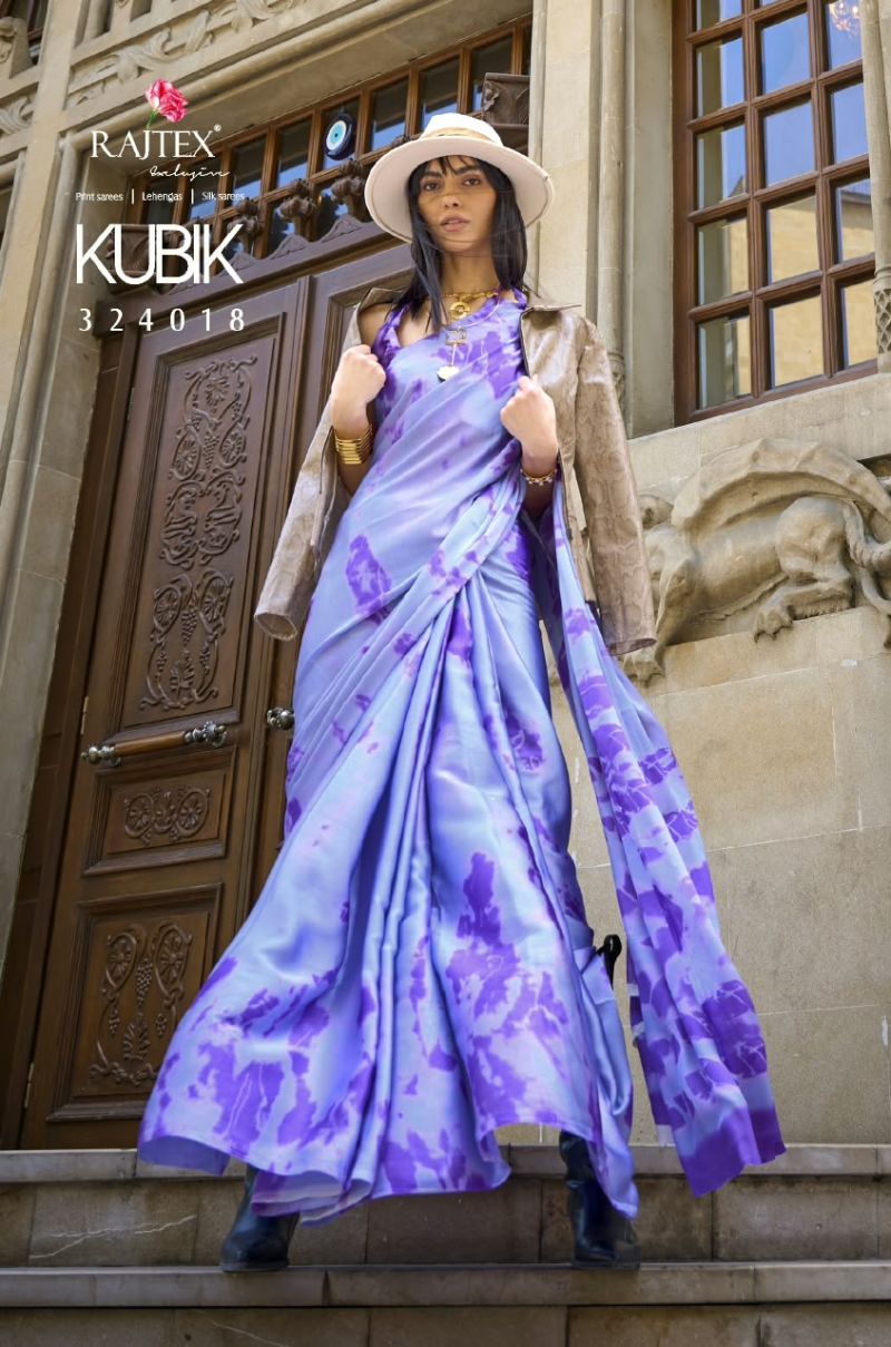 Rajtex Kubik Nx Wholesale Satin Crepe Printed Fancy Saree Catalog — Wholesale Sarees, rajtex wholesale from Surat — Photo 4