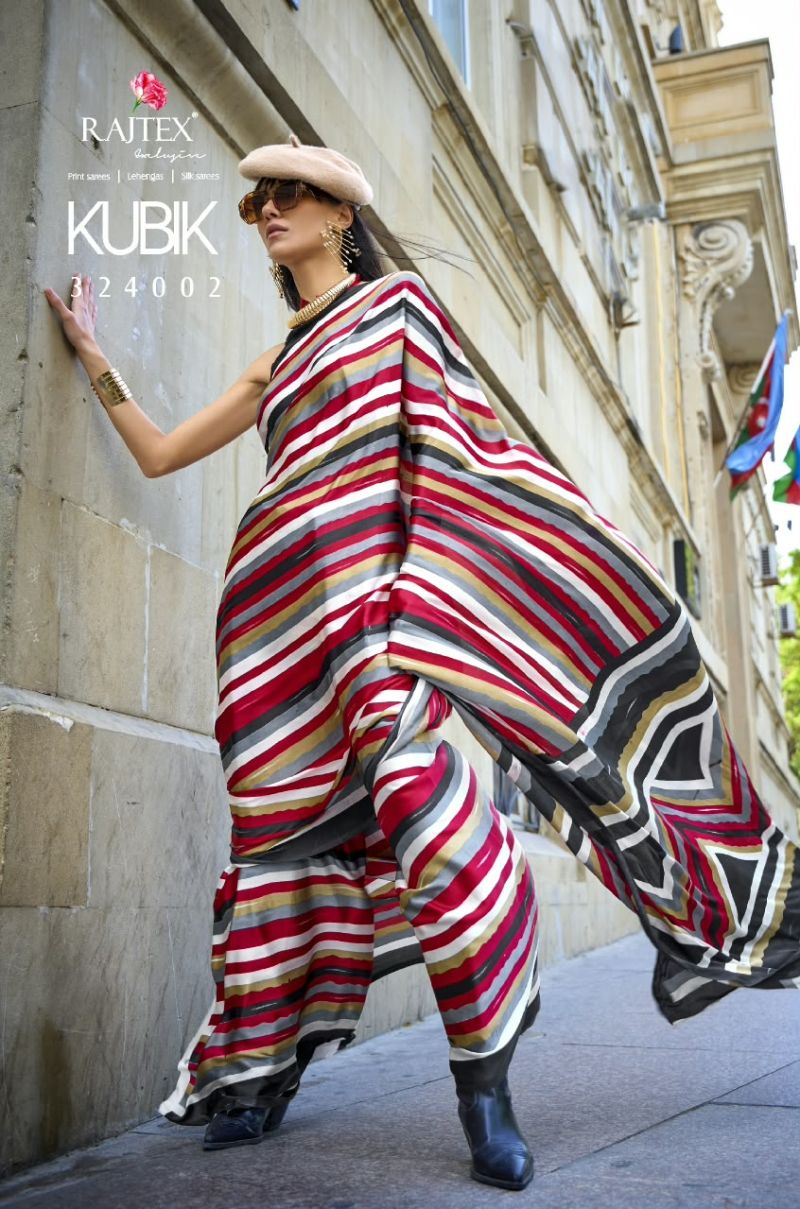 Rajtex Kubik Nx Wholesale Satin Crepe Printed Fancy Saree Catalog — Wholesale Sarees, rajtex wholesale from Surat — Photo 6