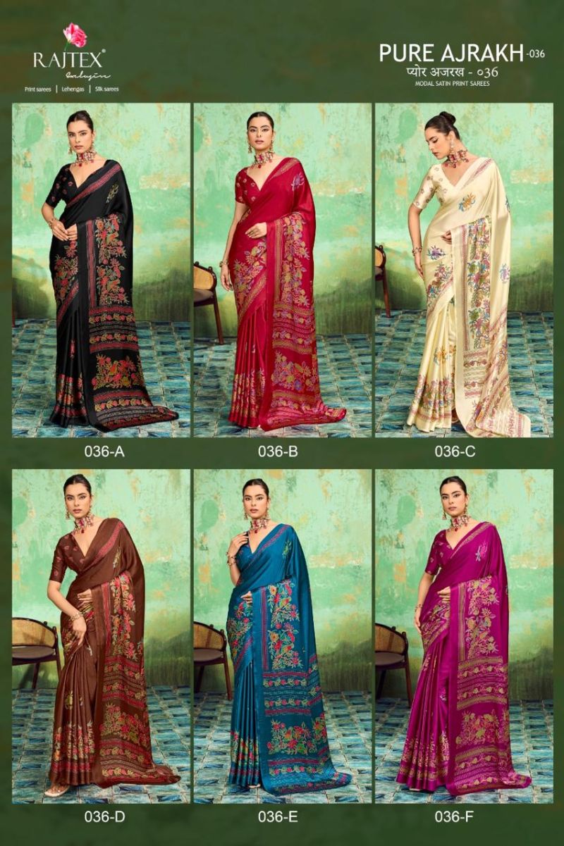 Rajtex Pure Ajrakh 036 Modal Satin Ajrakh Printed Saree Catalog — Wholesale Sarees, rajtex wholesale from Surat — Photo 8
