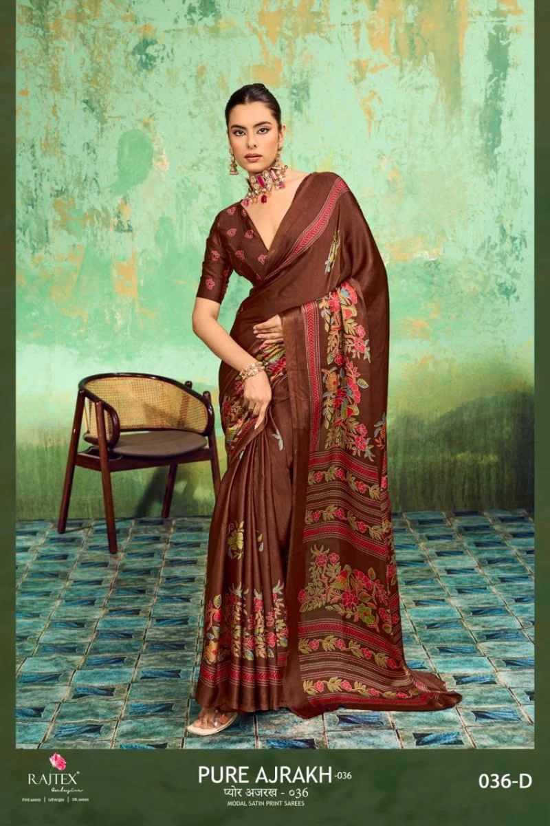 Rajtex Pure Ajrakh 036 Modal Satin Ajrakh Printed Saree Catalog — Wholesale Sarees, rajtex wholesale from Surat — Photo 3