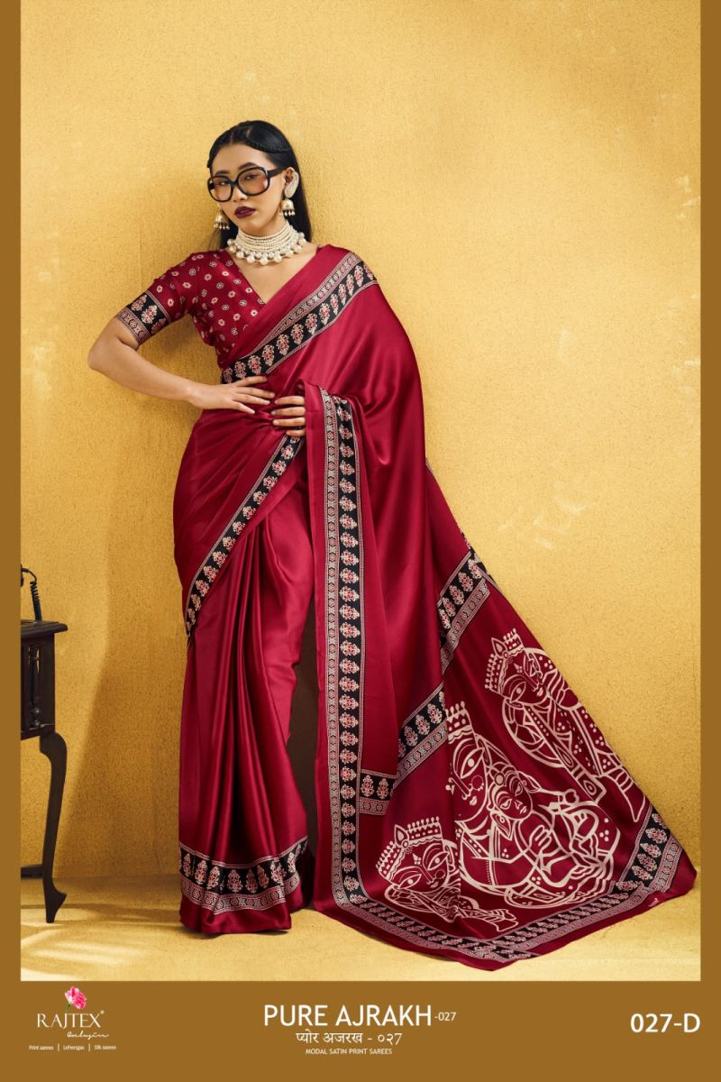 Rajtex Pure Ajrakh 27 Modal Satin Ajrakh Printed Saree Collection — Wholesale Sarees, rajtex wholesale from Surat — Photo 6