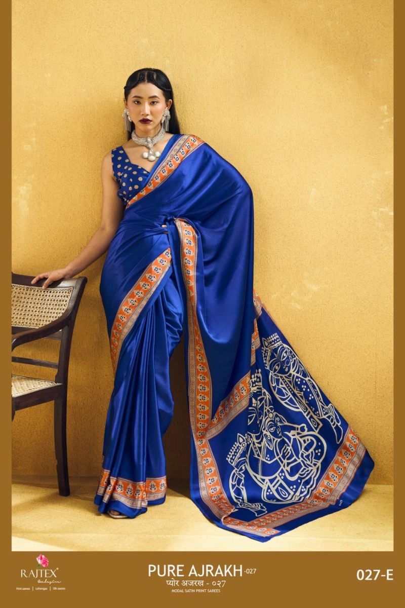 Rajtex Pure Ajrakh 27 Modal Satin Ajrakh Printed Saree Collection — Wholesale Sarees, rajtex wholesale from Surat — Photo 5