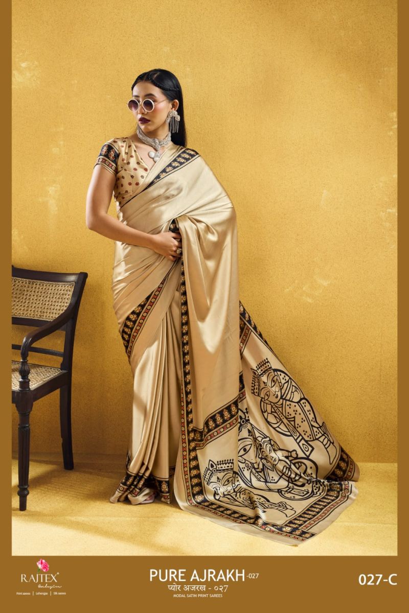 Rajtex Pure Ajrakh 27 Modal Satin Ajrakh Printed Saree Collection