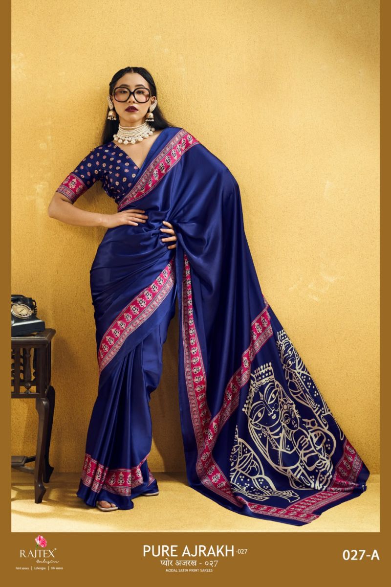 Rajtex Pure Ajrakh 27 Modal Satin Ajrakh Printed Saree Collection — Wholesale Sarees, rajtex wholesale from Surat — Photo 2