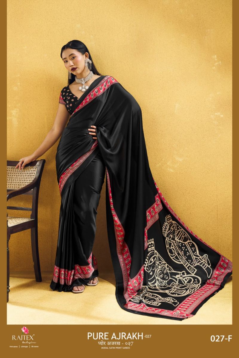 Rajtex Pure Ajrakh 27 Modal Satin Ajrakh Printed Saree Collection — Wholesale Sarees, rajtex wholesale from Surat — Photo 7