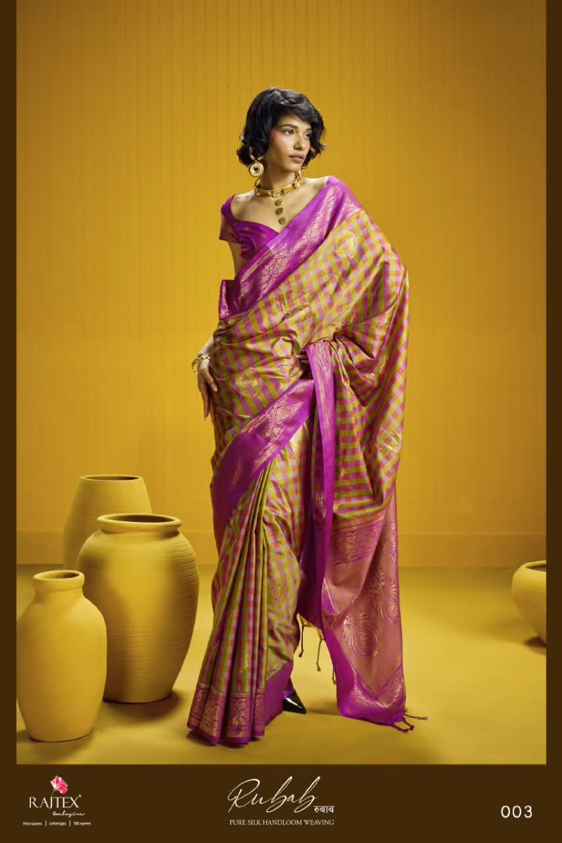 Rajtex Rubab Wholesale Pure Silk Handloom Weaving Saree Catalog