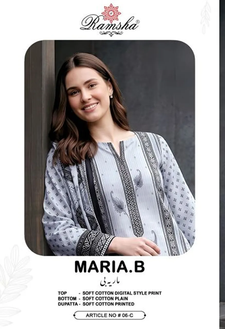 Ramsha Maria B Vol 6 Cotton Print Swarovski Work Salwar Kameez Catalog — Wholesale Salwar Suits, Ramsha wholesale from Surat — Photo 2