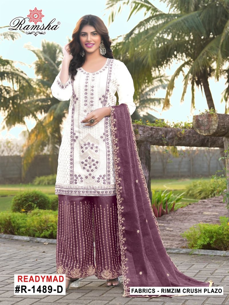 Ramsha R 1489 A To D Rimzim Crush Embroidered Salwar Kameez Collection — Wholesale Salwar Suits, Ramsha wholesale from Surat — view 4