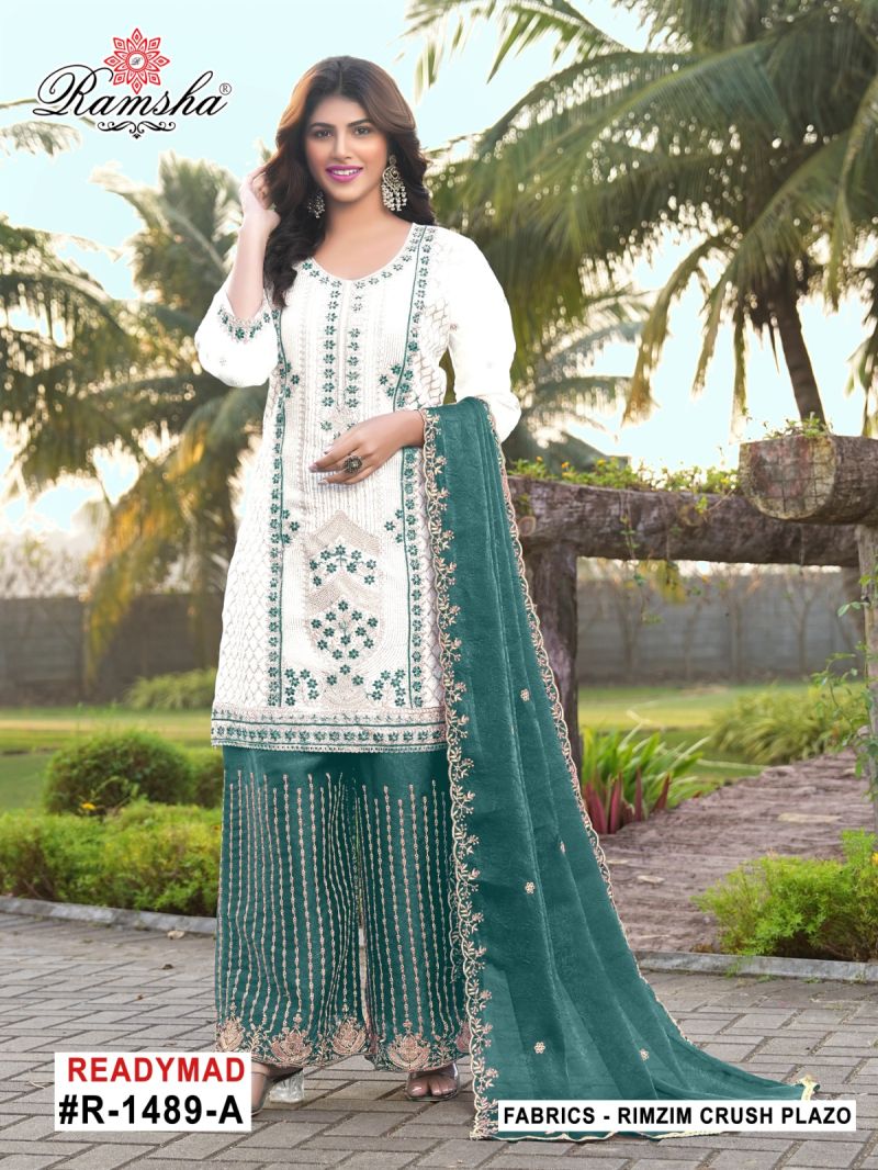 Ramsha R 1489 A To D Rimzim Crush Embroidered Salwar Kameez Collection — Wholesale Salwar Suits, Ramsha wholesale from Surat — view 3
