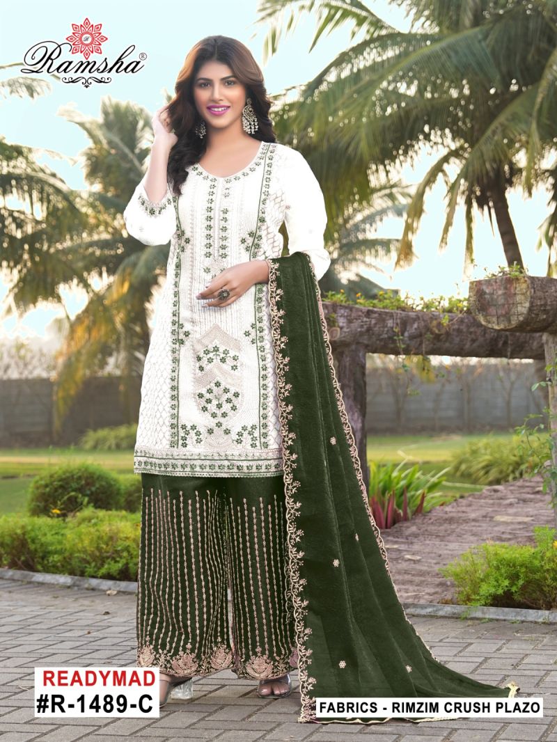 Ramsha R 1489 A To D Rimzim Crush Embroidered Salwar Kameez Collection — Wholesale Salwar Suits, Ramsha wholesale from Surat — view 2