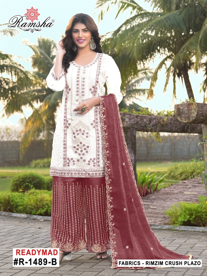 Ramsha R 1489 A To D Rimzim Crush Embroidered Salwar Kameez Collection